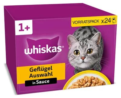 Produktbild von WHISKAS Nassfutter in Sauce für Katzen 24 x 85g Geflügel Auswahl (2 Packungen) 4