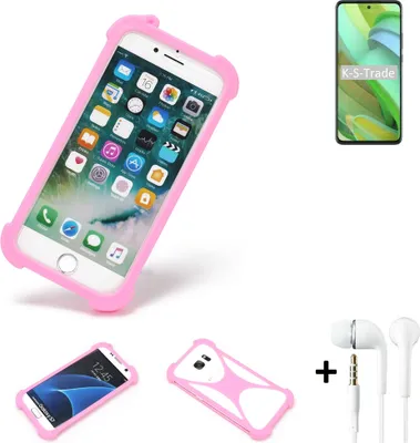 Produktbild von K-S-Trade Bumper + Kopfhörer kompatibel mit Motorola Edge 2022 Handy Hülle Schutzhülle Silikon Schutz Hülle Cover Case Silikoncase Silikonbumper