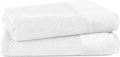 Produktbild von Pure Label 2-TLG. Badetücher Set mit Anhängeschlaufe aus 100% Baumwolle, saugstark und weich| 2 Badetücher aus Baumwolle 70x140 cm, Weiß