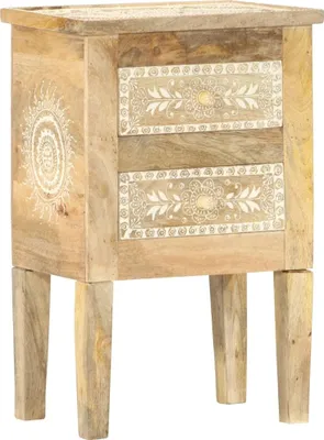 Zdjęcie produktu dla The Living Store Stolik nocny ręcznie malowany 40×30×60 cm Lite drewno mango