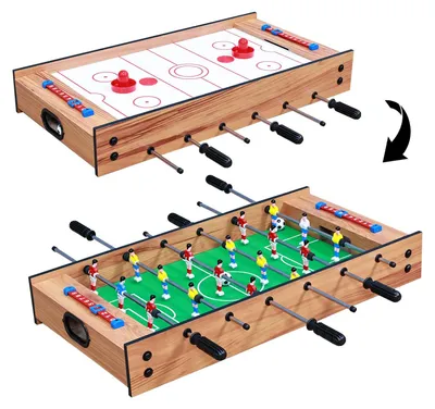 2-in-1 Multi Game Tisch, Tischfußball & Air Hockey, Holz, 70x36x11 cm