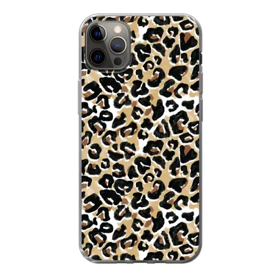 Produktbild von MuchoWow® Handyhülle Schutzhülle Hülle für iPhone 13 Pro Max Tierdruck - Panther - Braun - Aquarell Silikon Softcase Handy Hülle - Mobiltelefon