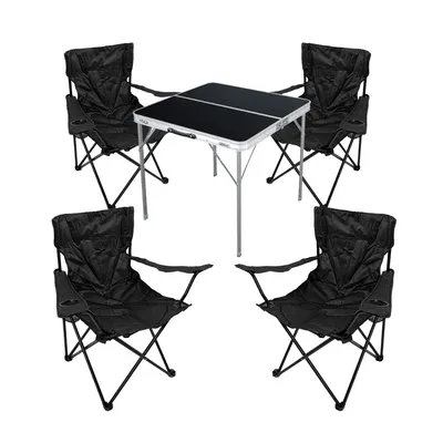 5-tlg. Campingmöbel Set Tisch schwarz Tragegriff Campingstuhl mit Tasche
