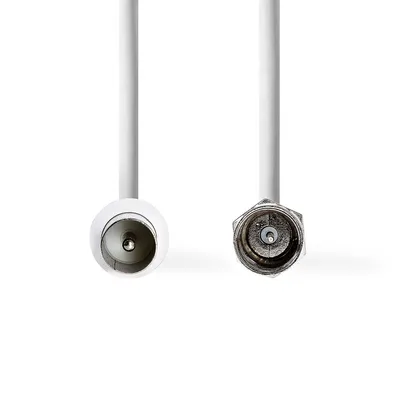 Produktbild von Nedis Satelliten- und Antennenkabel - F Stecker - IEC (Coax) Stecker - Vernickelt - 50 dB - 75 Ohm - Doppelt geschirmt - 5.00 m - Rund - PVC - Weiss - Umschlag