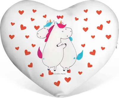 Produktbild von Mr. & Mrs. Panda Sofakissen Einhorn Mitteilung - Weiß - Geschenk, dekoartikel, Valentinstag, Dekokissen, Liebeskissen, Einhörner, Liebe, Kuschelkissen, Partner, Unicorn