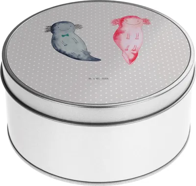Produktbild von Mr. & Mrs. Panda bonbondose Axolotl Freundin - Grau Pastell - Geschenk, Vorratsdosen, Metallbox, Liebe, Lurch, keksdosen, Vorratsbehälter, Dose, Keksdose, glücklich