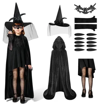 Obrázek produktu pro Omgoods - Černý plášť s kapucí, ideální na Halloween a oslavy