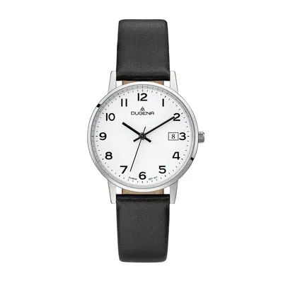 Obrázok produktu pre Dámske náramkové hodinky DUGENA 4460738 Moma, quartz, biely ciferník, puzdro z nehrdzavejúcej ocele, minerálne sklo, kožený remienok, spona na kolíky, 3 bar