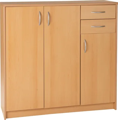 Produktbild von Kommode - Buchedekor - 109 x 112 cm - 2 Schubladen - 3 Türen - 5 Einlegeböden