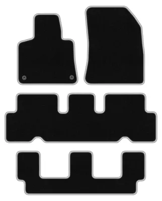 Image de Tapis de sol en moquette pour Citroen C4 Grand Spacetourer 2013-2021 (7 places) – jeu 4 pièces, noir/argent, sur mesure – Wielganizator CARLUX