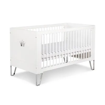 Produktbild von Kinderbett 70 x 140 cm weiß aus MDF und Massivholz mit 3-fach höhenverstellbarem Lattenrost