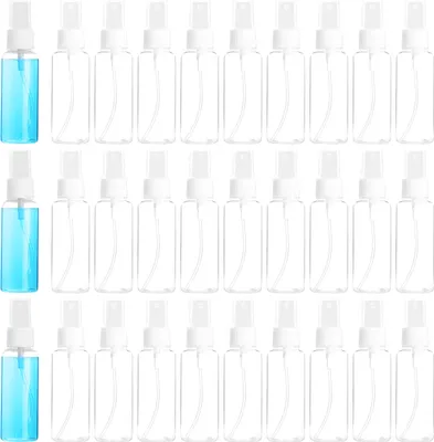 Produktbild von Belle Vous 30er Pack Sprühflasche klein - Mini Zerstäuber 50ml mit Kappen - 30 kleine leere Sprühflaschen zum befüllen - kleine Parfümflaschen