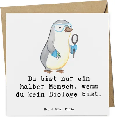 Produktbild von Mr. & Mrs. Panda Klappkarte Biologe Herz - Weiß - Geschenk, Biologie, faltkarte, Master, Spruch, anlasskarte, Bachelor, Grußkarte, Labor, Glückwunschkarte, doppelkarte