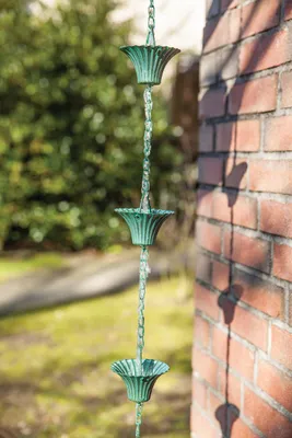 Image de Esschert Design Chaîne d'eau de pluie vert-de-gris ; TH88 ; 7,9x7,9x254,0 cm