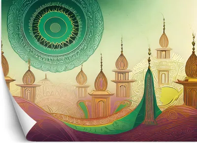 Produktbild von Vlies fototapete Mandala islamische Stadt 150x105 cm Feeby Bunt inkl. Kleber einfache Montage
