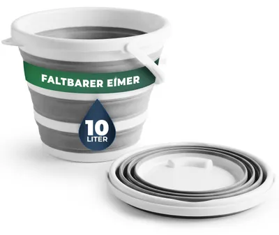 Faltbare Eimer 2er-Set, 10 l, mit Ausgießtülle, grau/weiß