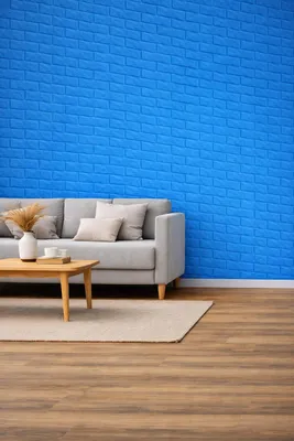 Image de Papier peint 3D Panneaux muraux autocollants Brique Imperméable Autocollants muraux Papier peint Panneaux muraux autocollants Revêtement mural moderne aspect pierre Montage rapide et facile Bleu 10 pièces