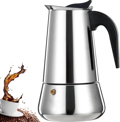 Produktbild von Espressokocher Induktion, Kaffeekocher Edelstahl Mokkakanne, Espresso-Kaffeemaschine, 9 Tasse, für alle Herdarten geeignet