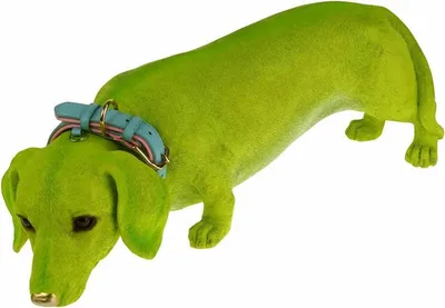 Produktbild von Werner Voß Dekofigur Hund Wilfried mit Halsband, Polyresin, Grün, 56 cm, 54310