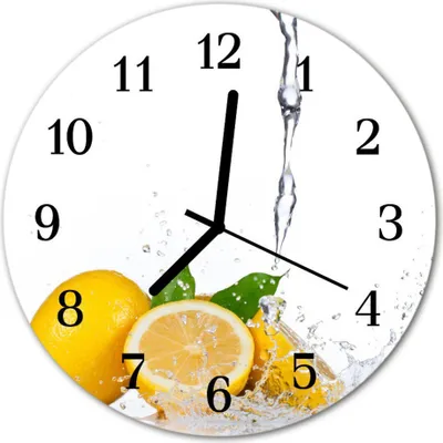 Produktbild von Glasuhr Wanduhr Küchenuhr Echt-Glas 30fi cm Zitronen gelb