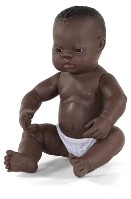 Immagine prodotto di Bambola per bambini Miniland, articolata, con pelle scura, bambina o bambino, altezza 40 cm