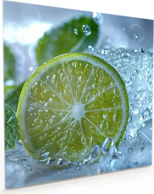 Produktbild von Küchenrückwand Spritzschutz Glas mit Motiv Erfrischende Limette 40 x 40 cm