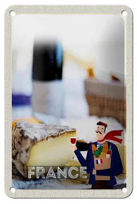 Produktbild von Blechschild Reise 12x18cm Frankreich Schimmelkäse Croissant Schild
