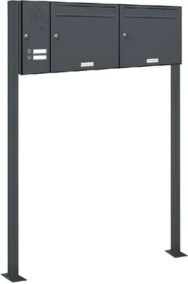 Produktbild von 2er Briefkasten Standanlage Freistehend RAL 7016 Anthrazit Klingel