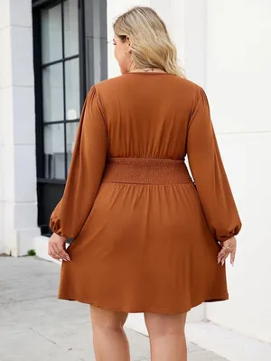 Elegantes V-Ausschnitt Kleid für Damen, mit hoher Taille und kurzen/langen Ärmeln, perfekt für Freizeit- und besondere