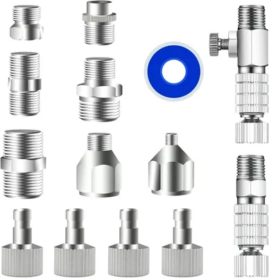 Produktbild von Set mit 14 Adaptern für Schnellkupplungen, Luftkompressor-Anschlussset, Schlauch