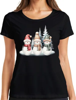 Produktbild von Schneemänner - Weihnachten Weihnachtsgeschenk Christmas Damen T-Shirt, Schwarz, XL