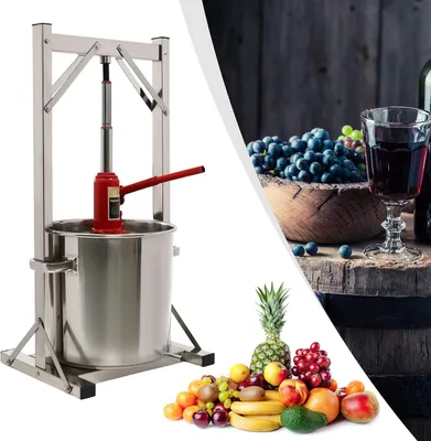 Obrázok produktu pre Lis na ovocie a hrozno s objemom 22 litrov, vybavený hydraulickým systémom, vhodný na spracovanie ovocia, bobúľ, medu a bylín