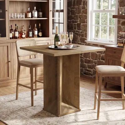 Immagine prodotto di Tribesigns, tavolino quadrato, 80x80x90 cm, ideale come tavolino da bar, tavolino per la cucina, tavolino per la sala da pranzo, per caffè, bar, colore marrone