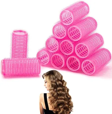 Produktbild von 12 farbenfrohe Lockenwickler für kurze Haare, zur Anwendung über Nacht, selbsthaftend und ohne Hitze für alle Haarlängen zu Hause