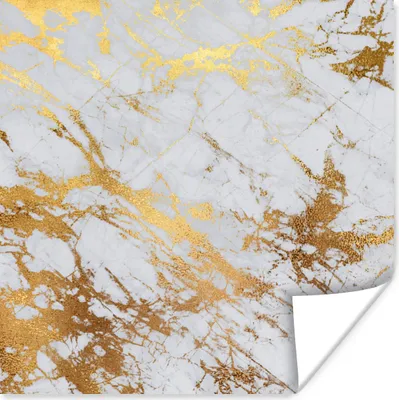 Produktbild von MuchoWow® Poster Marmor - Gold - Weiß 75x75 cm - Wand Dekoration