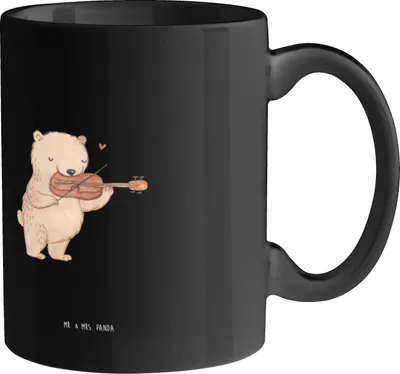 Produktbild von Mr. & Mrs. Panda Becher Violine Anfänger - Schwarz - Geschenk, Musiker, Streichinstrument, Teetasse, Musik, Lernen, Trinkbecher, Klänge, Tasse, haferl, Kaffeetasse