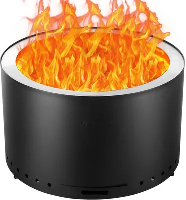 Image de Brasero - Sans fumée - 710 x 450 mm - Acier inoxydable - Fonctionne au bois - Noir