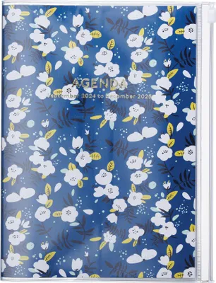 Produktbild von MARK'S 2024/2025 Taschenkalender A5 vertikal, Flower Pattern // Navy