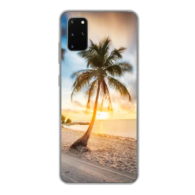 Produktbild von MuchoWow® Handyhülle Schutzhülle Hülle für Samsung Galaxy S20 Plus Sonnenuntergang - Strand - Palme Silikon Softcase Handy Hülle - Hartschale