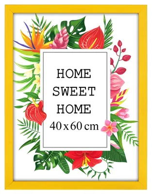 Produktbild von MG Design Gelb Bilderrahmen 40 x 60 cm - Aus echtem Holz mit Acrylglas, zum Aufhängen & Aufstellen, für Fotos, Poster & Puzzle