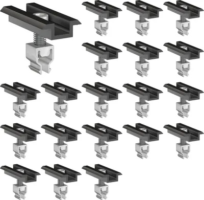 Produktbild von 20x Mittelklemme Klickfix schwarz 30-40mm Solarmodul Halterung Modulklemme Solar Modul Klemme Befestigung Halterung PV Montage Panel Aluminium Profil
