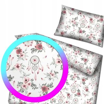 Image de Ensemble de literie Designpremium Coton Blanc Floral 140x200