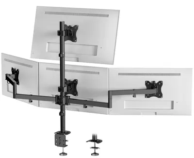 Produktbild von 4-fach Monitorhalterung für 17–32 Zoll Monitore, Tischhalterung höhenverstellbar, VESA 75/100, bis 10 kg je Arm, Schwarz