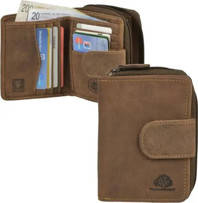 Produktbild von Greenburry Leder Riegelbörse Damenbörse Portemonnaie Geldbörse Vintage braun