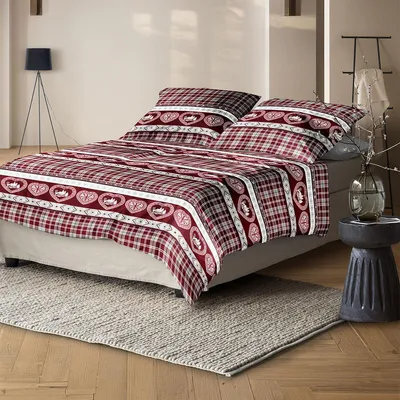 Produktbild von Irisette Mako-Satin Bettwäsche Wave 8761 rot 155x220 cm + 80x80 cm