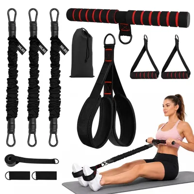 Image de Omgoods - Ensemble de bandes de résistance avec pédales, pour une utilisation à domicile ou en salle de sport, poids de l'utilisateur de 13,6 kg à 50 kg