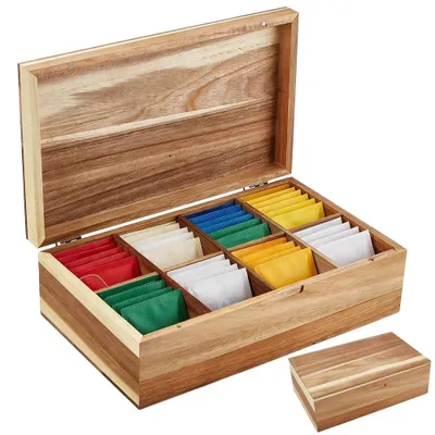 Productafbeelding van Solidchoice - Houten Theezakjes Organizer met 8 Compartimenten