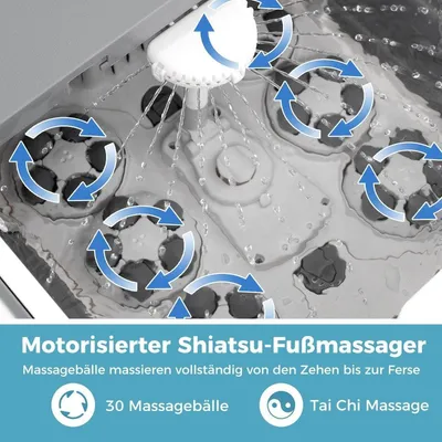 Produktbild von Fußbadewanne klappbar Fußbad mit Dusche 60min Timer & 30 Shiatsu-Massagebällen Temperatur 35-48°C Heizung