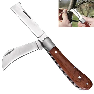 Produktbild von Taschenmesser,Pfropfmesser Edelstahl Doppelklinge,Klappmesser zum Veredeln und Schneiden von Ästen, Kabeln und mehr