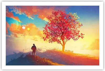 Produktbild von Poster - Poster ohne Rahmen - Baum Wiese Feld - 91,5x61 cm - Wand Bild - Wanddeko - Wandbilder - Kunstposter - Wandposter - Bilder - Kunstdruck - Wanddekoration - Wandbild - P2XAA91x61-3715